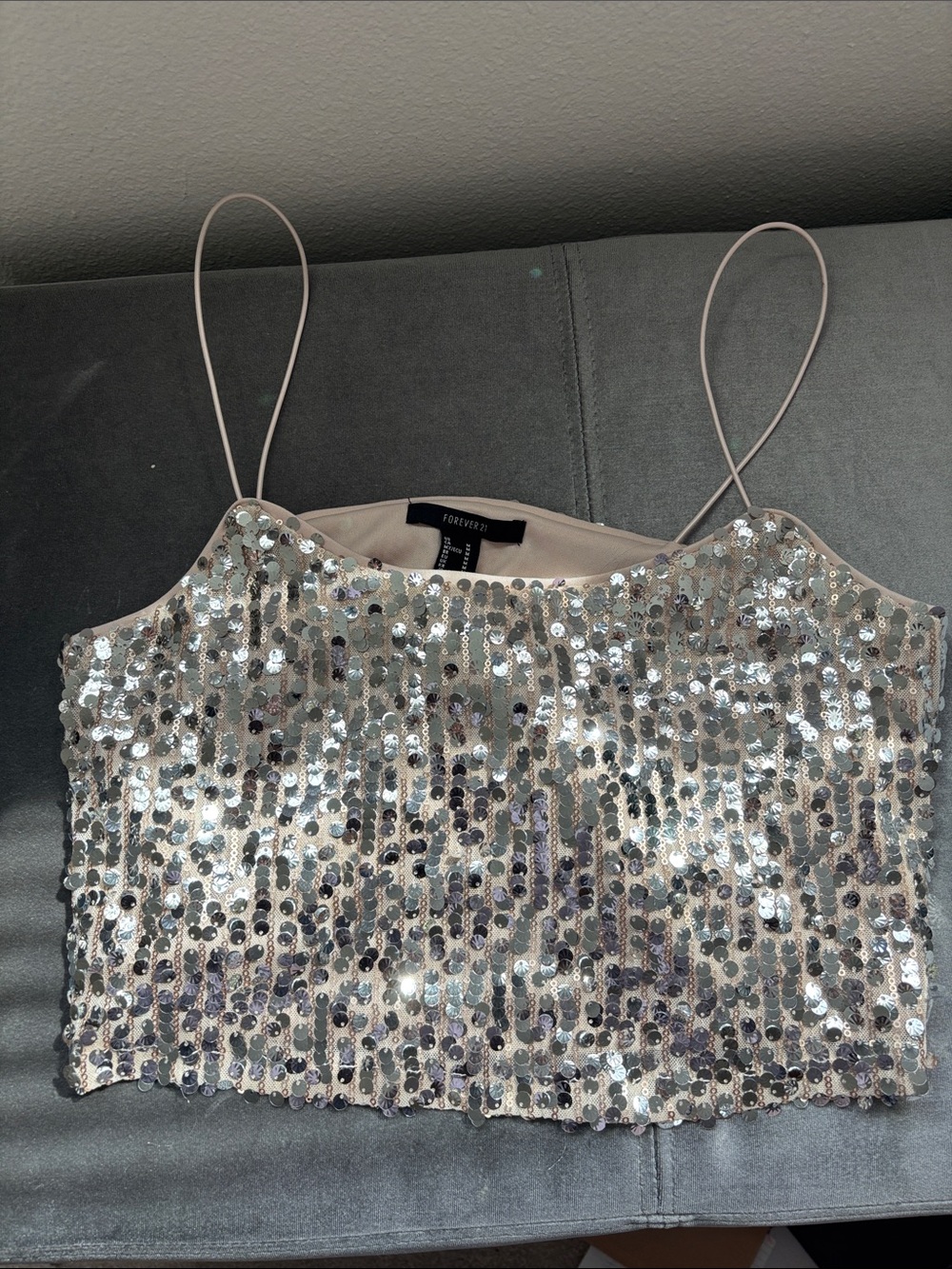 Forever 21 Silver Sequin Spaghetti Strap Camisole
